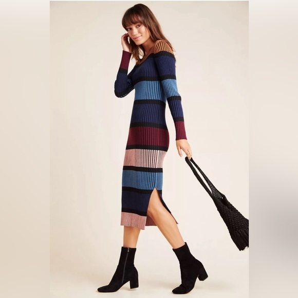 Anthropologie Dolan Left Coast lorna midi sweater dress M Color striped - Picture 1 of 9